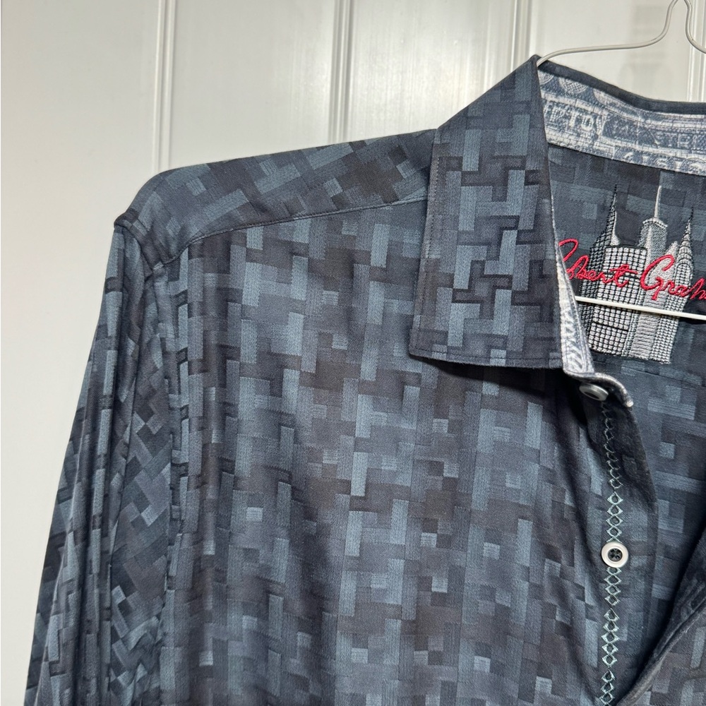 Robert Graham Super Soft Black Patterned Button-D… - image 2